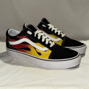 Vans Black and Yellow Flame Men's Shoes